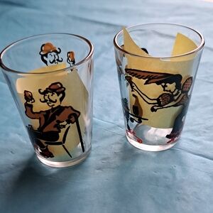Pair Vintage Style Clear Glass Shot Glasses